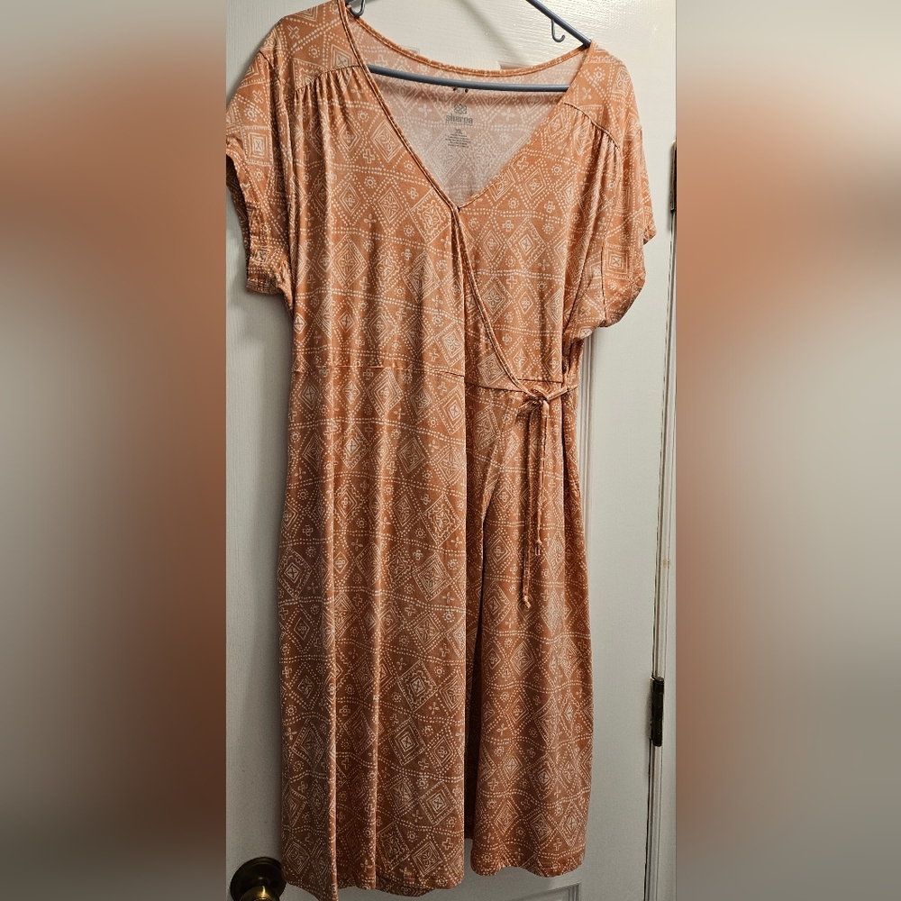 Sherpa Geometric Patterned Wrap Dress